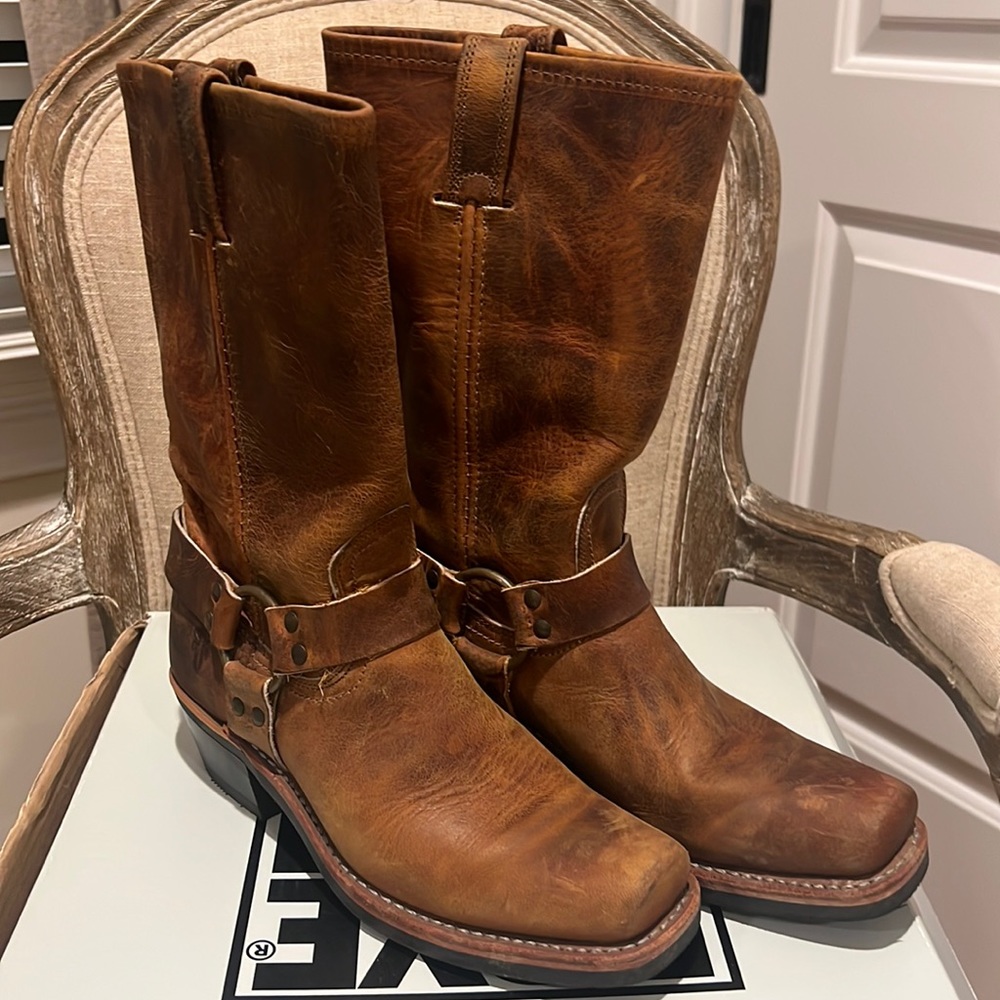 Frye Harness Boot, 12” Length Dark Brown 9M Boots